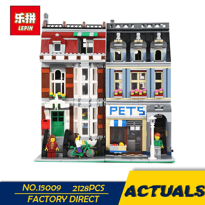 

LEPIN 15009 2082pcs Pet Shop Supermarket Model City Street Building Blocks Compatible 10218 Toys For Children