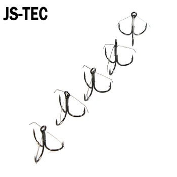 

5PCS Treble Fishing Hook Weedless High Carbon Steel Barbed Hook Bass Fishing Tackle Accessories with Box A022