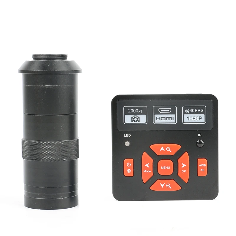 

21MP Full HD 1080P 60/FPS HDMI USB HD Digital Industrial Video Microscope Camera Set + 100X C mount Lens + 4G TF + IR Remote