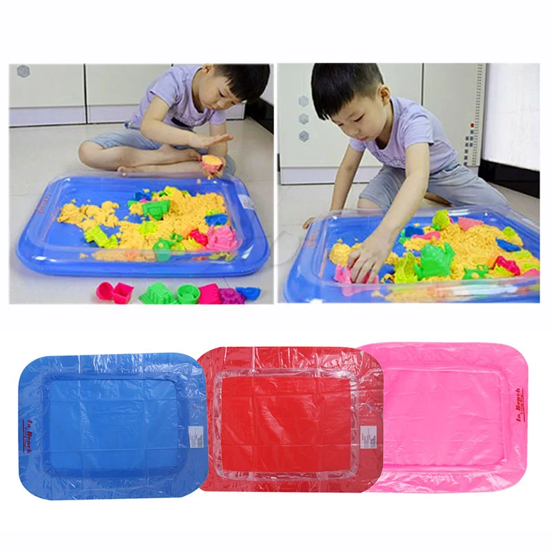 

2018 Inflatable Sand Tray Castle Mobile Table Multi-function Sand Mold Plastic Child Clay Color Mud Toys Indoor Play Sand Gifts