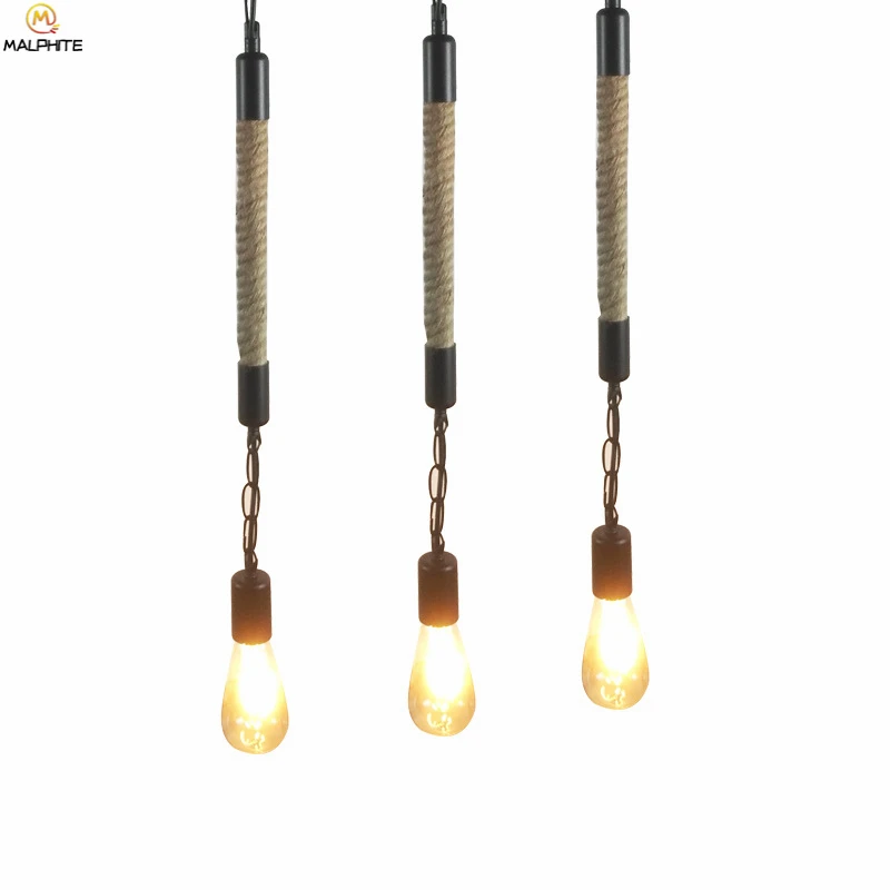 

Modern Iron Hemp Rope Pendant Lamp Nordic Cafe Hanging Industrial Decor Pendant Light Simple Indoor Lighting Hanglamp Luminaria