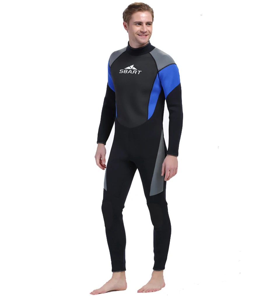 

Bonverano Men's 3mm Neoprene Warm Long Sleeves Wetsuit One Pieces Diving Suit in Black