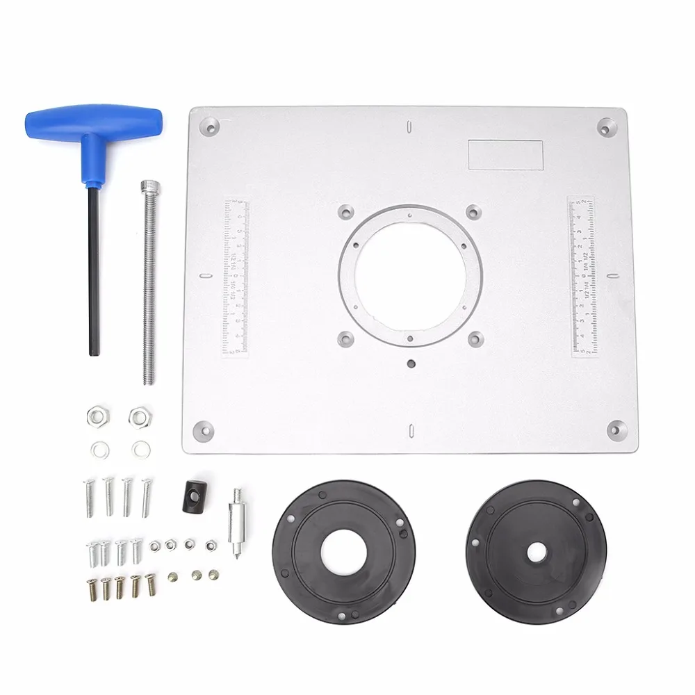 

700C Aluminum Router Table Insert Plate + 4 Rings Screws For Woodworking Benches