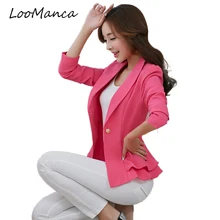 Женские блейзеры и куртки с оборками, весна, облегающие черные женские пальто с длинным рукавом размера плюс XXXL, женские блейзеры Femenino