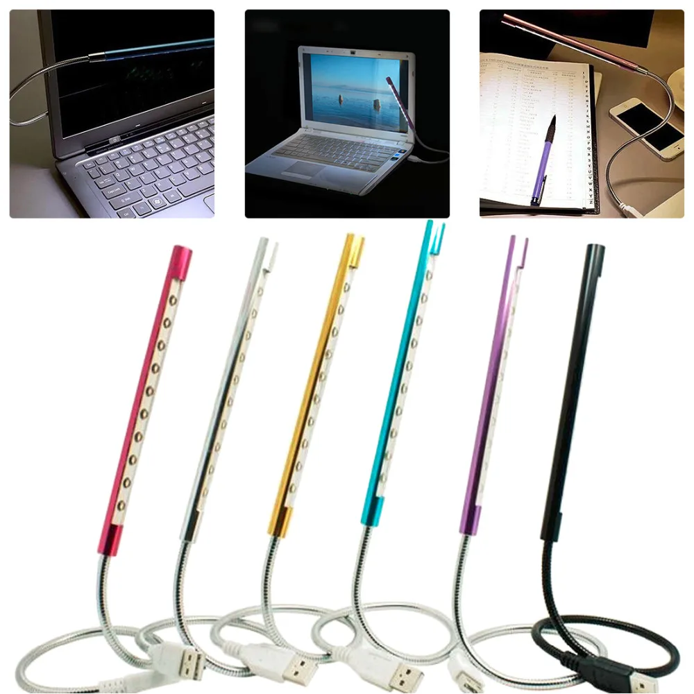 

10 LED USB Light Lamp Flexible Book Reading Lights Eye Protection for Notebook Laptop PC Computer