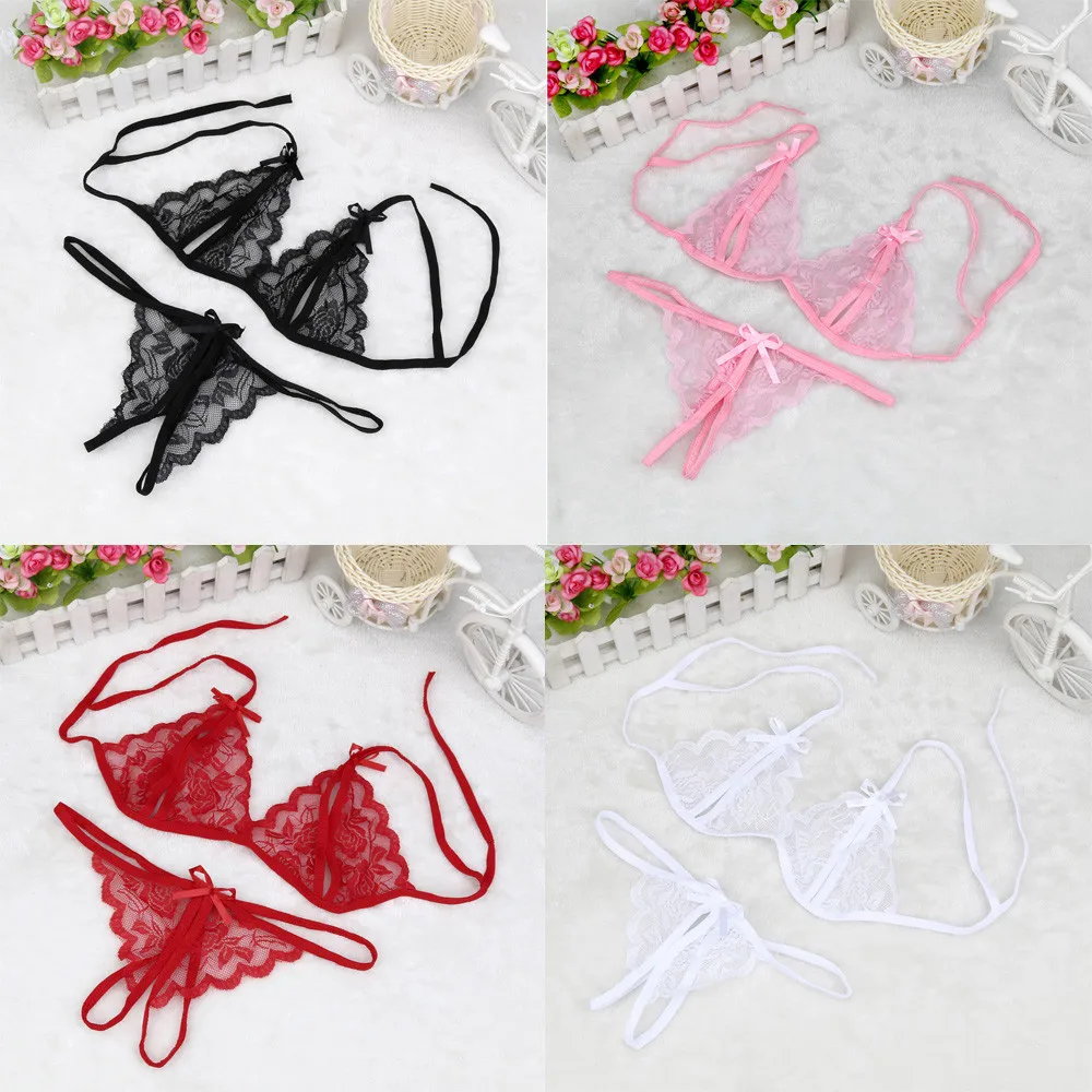 Hot micro bikini lenceria mujer open bra Women Lady Sexy Lingerie Lace Underwear Sleepwear G-string Lingerie jartiyer sexy set