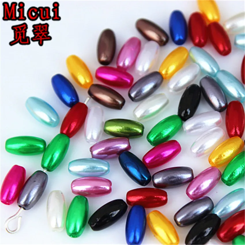 Micui 200pcs/lot 4*8mm Oval Shape Imitation Pearls Beads Crafts Decoration for DIY Bracelets Necklaces clothing Making MC539