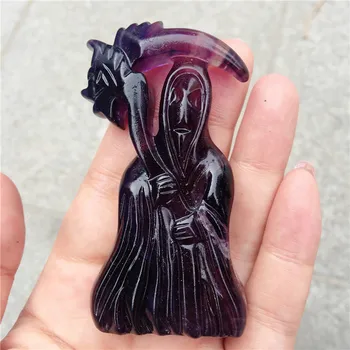 

Beautiful Natural Rainbow Fluorite The Crystal Angel Of Death Azrael Hand Carved Polished Quartz Gemstones For Decorations