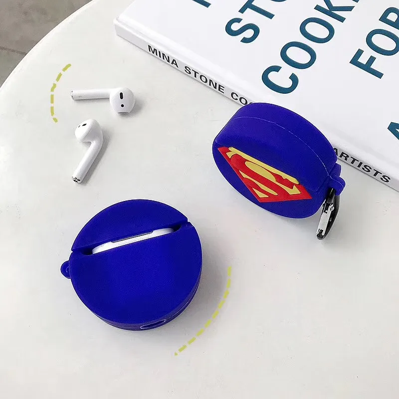 Для AirPods 2 Чехол с милым 3D рисунком Капитан Америка Супермен чехол для наушников для Apple Airpods мягкий силиконовый защитный чехол Funda