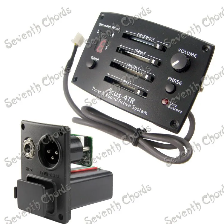 Electric box folk guitar pickup four bands EQ equalizer dual output with digital tuning jackin