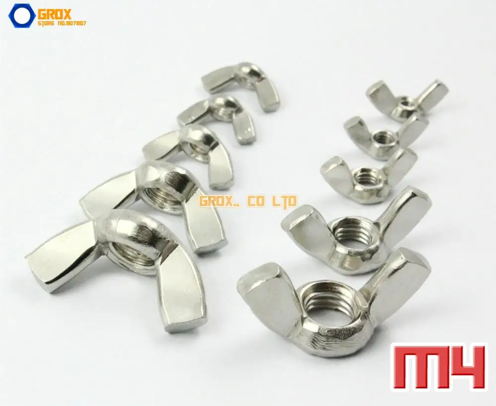50 Pieces M4 201 Stainless Steel Metric Thread Wing Nut Butterfly Nutbutterfly nutwing