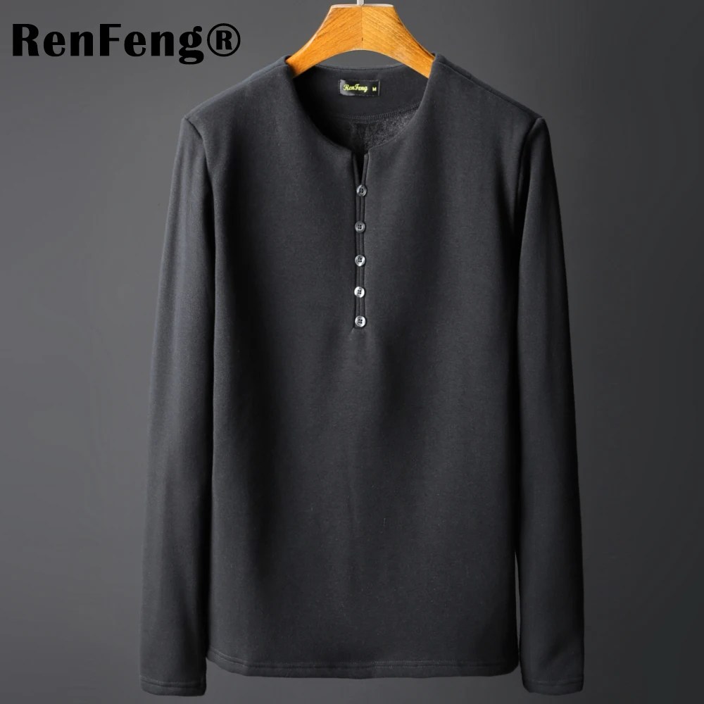 Autumn hot sell men's cotton velvet padded warm bottoming shirt Pure color long sleeve Undershirt slim men's thermal underwear (8)