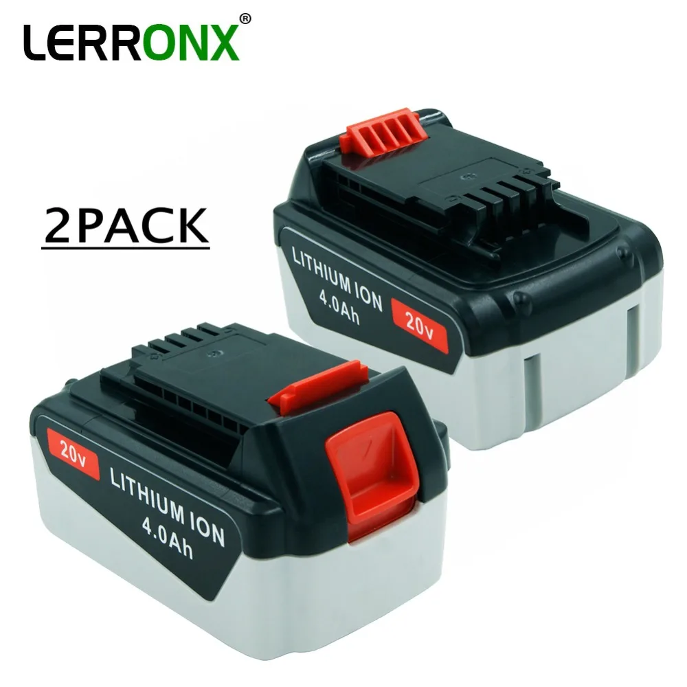 

2PCS High Quality 20V 4.0Ah Li ion power tools rechargeable battery for Black & Decker LB20 LBX20 LBXR20 LB2X4020 LST120 LHT2220