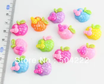 

200pcs polka dots apple w/ micky assorted cute love print resin apple Cabochon for Kawaii Decoden DIY Projects