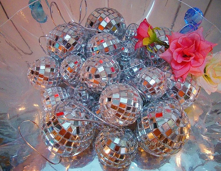 7cm glass mirror ball christmas ball glass ball snooker flash ball (Min order$15)