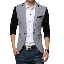 Мужской модный Блейзер Роскошные шерстяные смешанные Лоскутные тонкие костюмы куртки деловые мужские блейзеры M-6XL