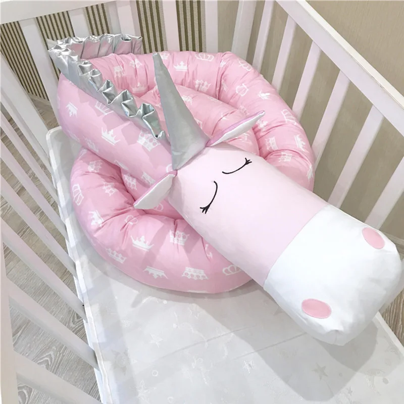 

2M/3M Baby Crib Bed Bumper Infant Unicorn Stuffed Toy Cotton Crib Protector Children Bedding Sets Cushion Pillow Decoration Toy