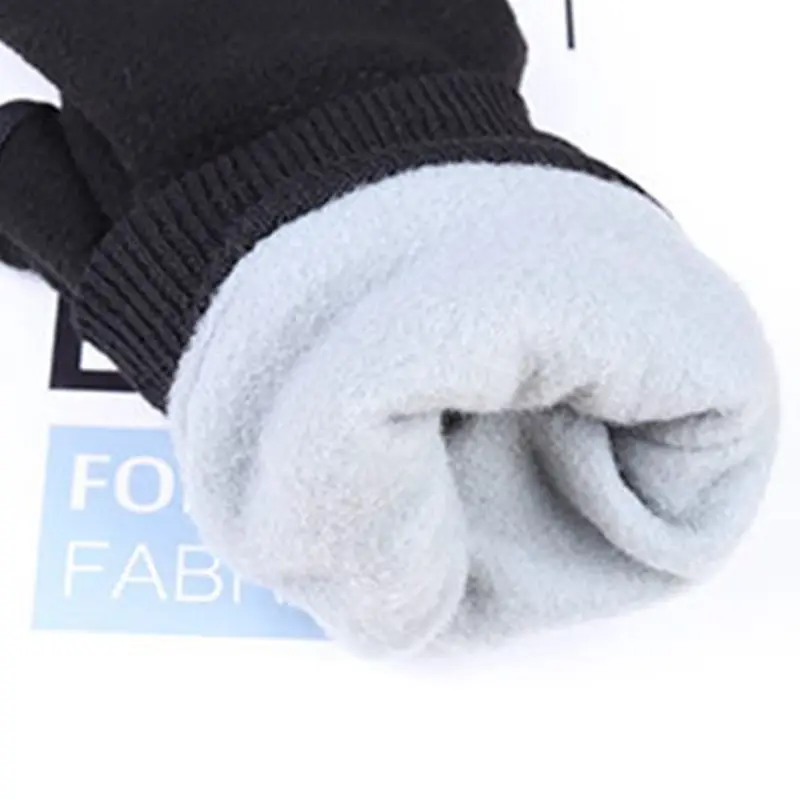 Women Men Winter Polar Fleece Half Finger Flip Gloves Double Layer Thicken Touch Screen Fingerless Convertible Mittens Wrist War