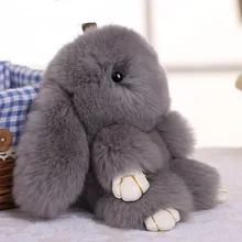 Bonito coelho de pelúcia chaveiro de pele feminina pom pom anjo coelho chaveiro lebre pompom bonecas de pelúcia brinquedo meninas saco chave do carro pingente(China)