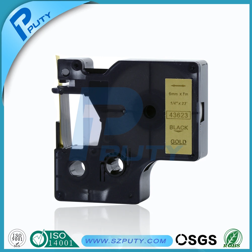 For dymo label maker 6mm black on Gold dymo label printer tape 43623