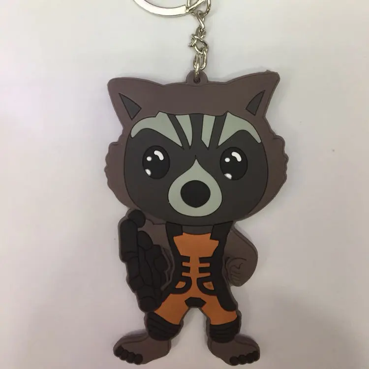 Guardianes de la galaxia cosplay PVC llavero Rocket Raccoon Groot novedad silicona para llaves colgante joyería Chaveiro Llaveros