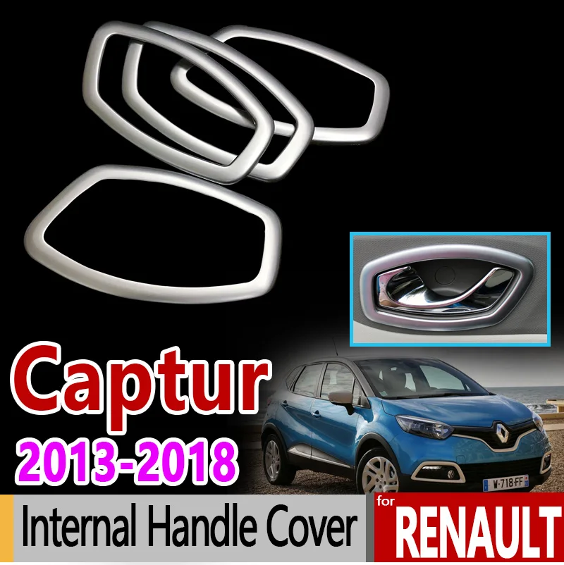 

for Renault Captur Kaptur Samsung QM3 Matter Chrome Internal Handle Cover 2013 2014 2015 2016 2017 2018 Accessories Sticker