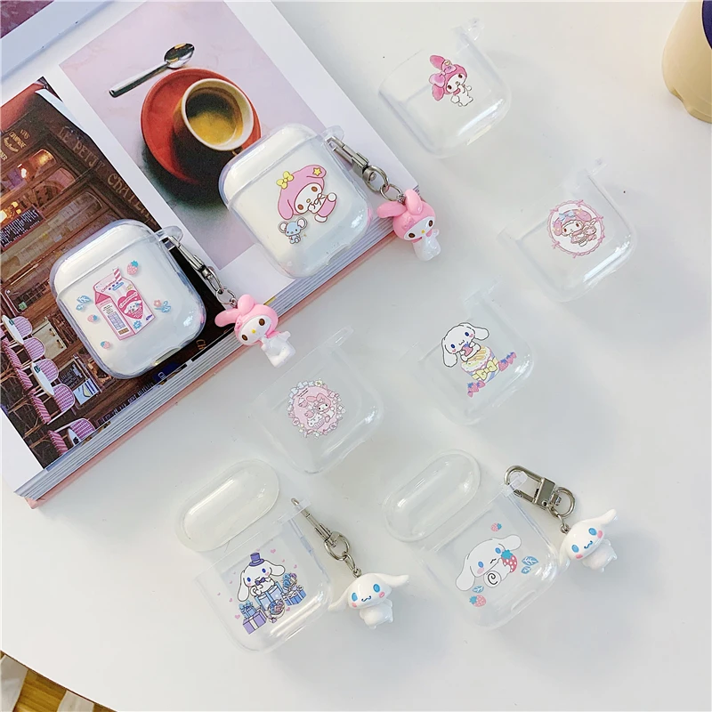 

Japan Cartoon Cute Cinnamoroll Big Ear Dog Wireless bluetooth headset Case for airpods Couple milk Soft tpu Cover With Pendant
