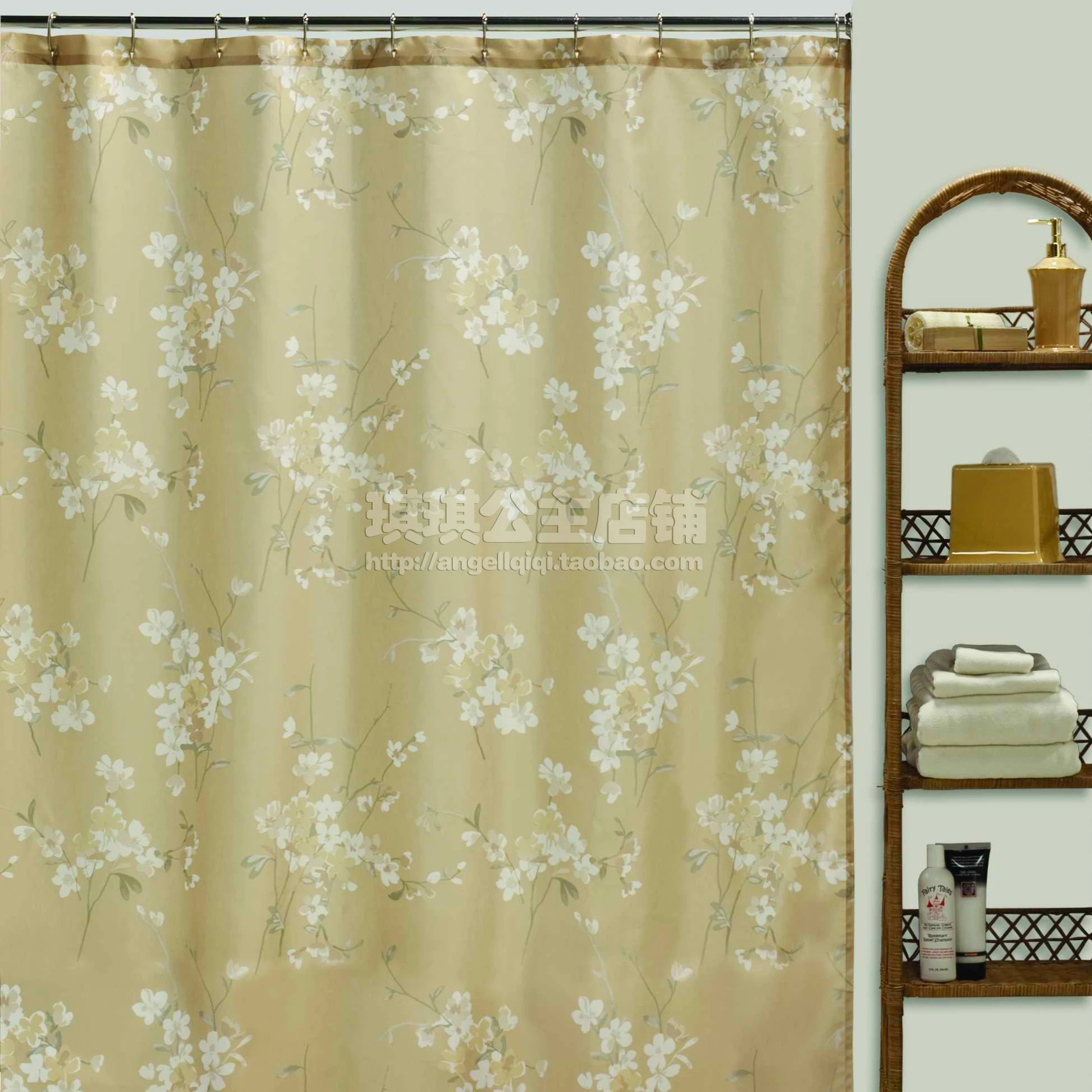 European American Pastoral Polyester Shower Curtain Mildew Thick Waterproof Shower Curtain