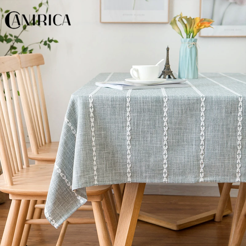 

CANIRICA Tablecloth Linen Table Cloth Waterproof Dining Table Cover Rectangular Kitchen Home Decorative Blue Mantel Mesa