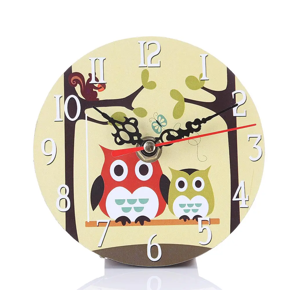Домашний декор DIY круглые Настенные часы имитация дерева с принтом совы ретро-часы для гостиной, спальни, офиса, дома, декоративные часы - Цвет: 1