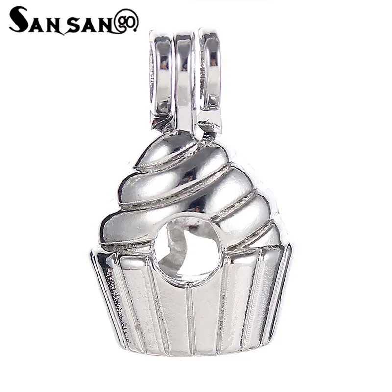 

Fashion Silver Plated Ice Cream Pearl Beads Cage Pendant Essential Oil Diffuser For Unisex Making DIY Necklace Bracelet Jewelry