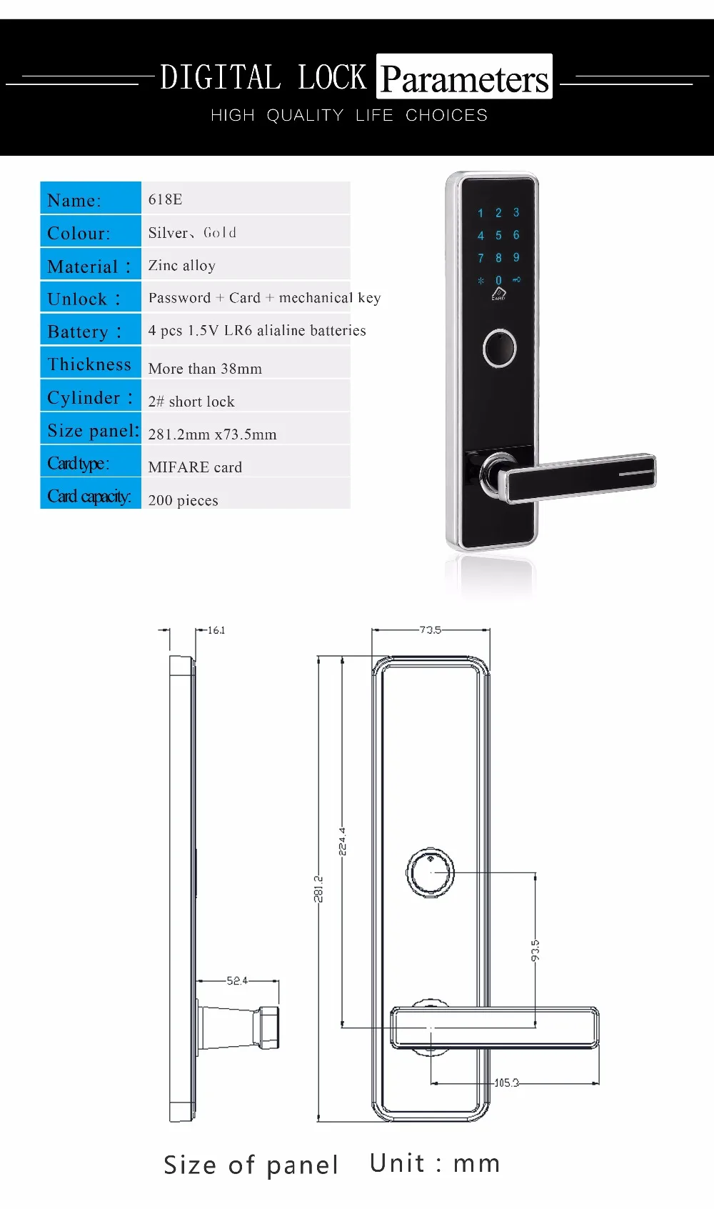 Touch ScreenKeypad Password Door Lock