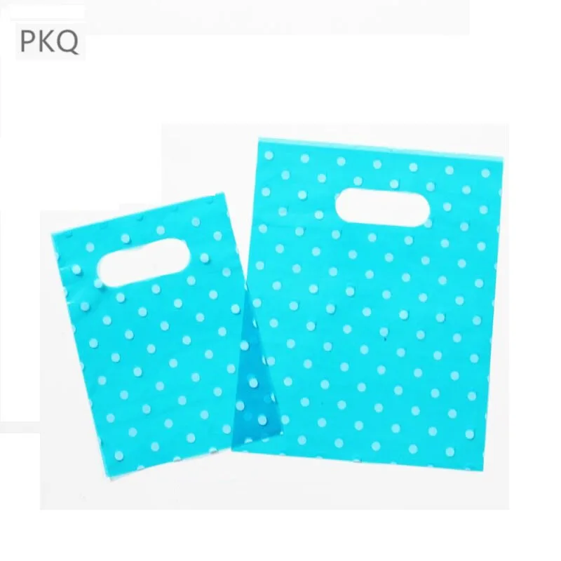 Small Blue Polka Dot Plastic Gift Bags, Plastic shopping bags Jewelry