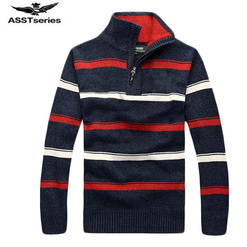 

free shipping the new autumn and winter 2015 fashion brand men's sweater thick sweater men Slim striped turtleneck sweater 55