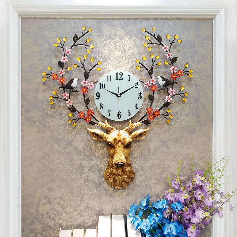

Creative Resin Wall Clock Nordic Deer Wall Watch Home Decor Silent Clock Wall Modern Design Living Room Bedroom Digital Clocks