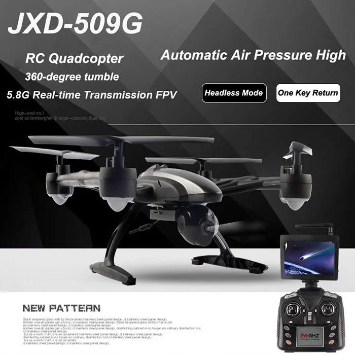 

JIN XING DA 509G RC Quadcopter Drone 5.8G FPV One-Key-return & Take Off Rc Helicopter With HD camera 2.0MP Monitor RTF Drones