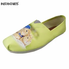 INSTANTARTS/повседневная обувь на плоской подошве с 3D принтом милого кролика; летние дышащие Лоферы без застежки; модная женская обувь на плоской подошве