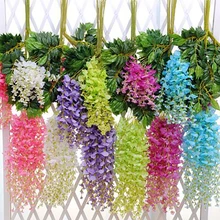 

12 Pack 3.6 Feet/Piece Artificial Fake Wisteria Vine Ratta Hanging Garland Silk Flowers String Home Party Wedding Decor