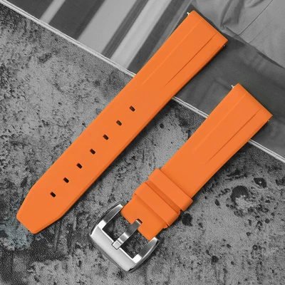 San Martin Высокое качество часы резиновый ремешок фтор резиновый ремешок 8 цветов 22 мм 20 мм Широкий Универсальный сменный ремешок с пряжкой - Цвет ремешка: orange
