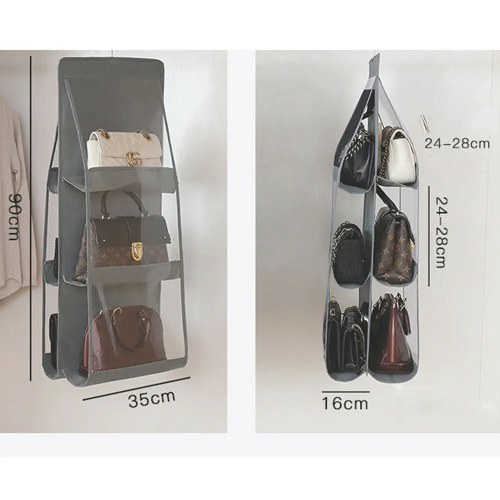 Новое поступление практичный 6 карманов прозрачный висящий кошелек сумка-тоут сумка органайзер для хранения в шкафу