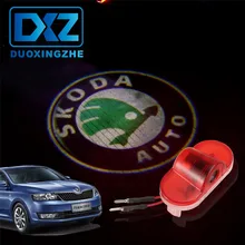 DXZ 2pcs Car LED Door Logo Projector Ghost Shadow Light for Skoda Octavia 2004-2008