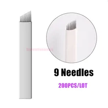 200 шт 9 Pin перманентные брови макияж лезвия татуировки ручная игла для ручка для микроблейдинга машина 3D микроблейдинг бровей