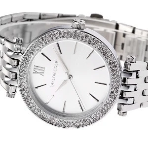 Тейлор коул бренда женщины одеваются часы Relogio Feminino серебро горный хрусталь из нержавеющей стали ремешок леди мода кварцевые часы / TC003 - Цвет: Silver TC003