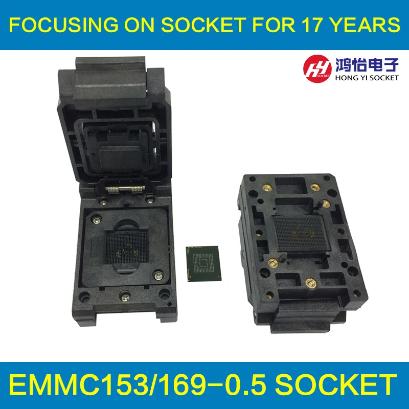

eMMC153/169 BGA153 BGA169 Burn in Socket Pin Pitch 0.5mm IC Body Size 14x18mm Clamshell Test Socket Adapter Data Recovery