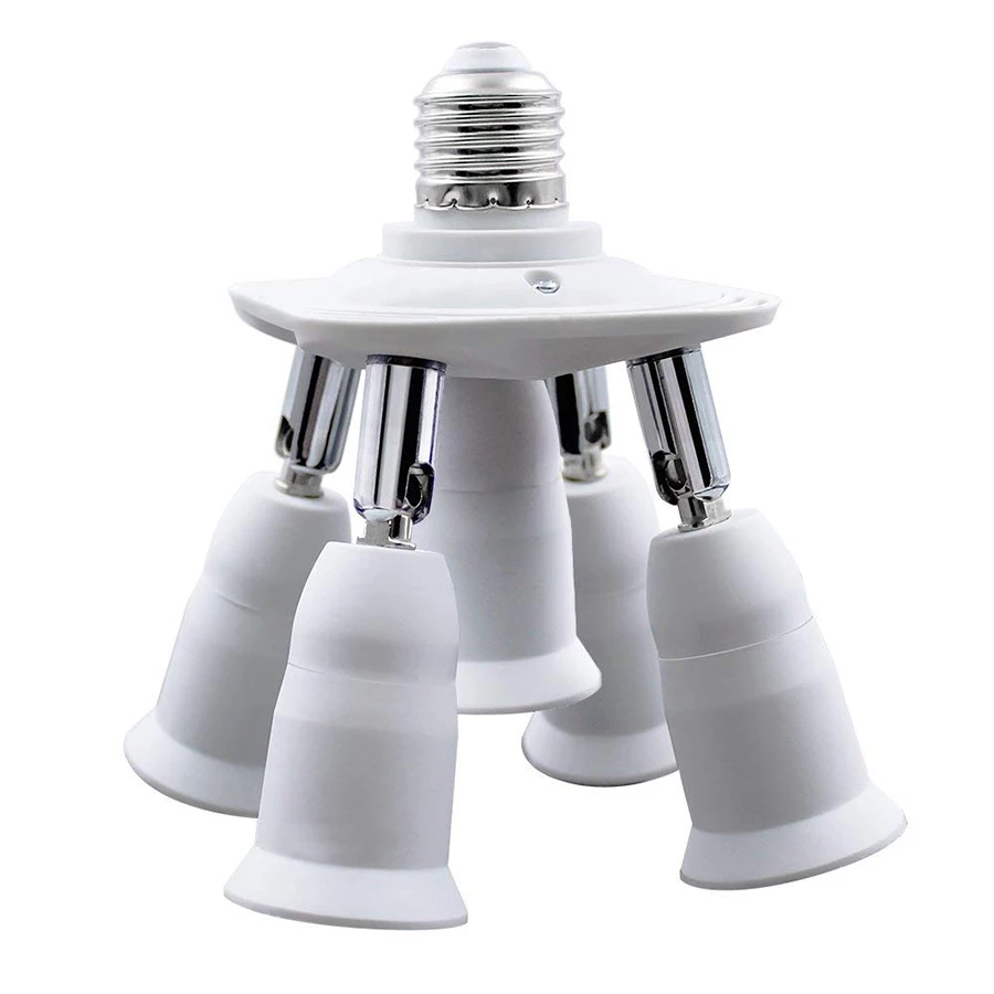 

Thrisdar 360 Degree Adjustable E27 TO E27 Socket Splitter Converter 5 in 1 E27 Holder Adapter Splitter Light Photo Studio Lamps