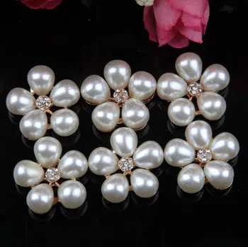 

wholesale 100pcs/lot Metal Rhinestone Button With Pearl For Hair Flower Wedding Invitation diy hair accessories Freeshipping