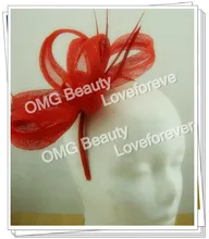 Free shipping 16colors avaliable high quality fascinators nice feather hair accessories sinamay hats wedding headwear OF1504