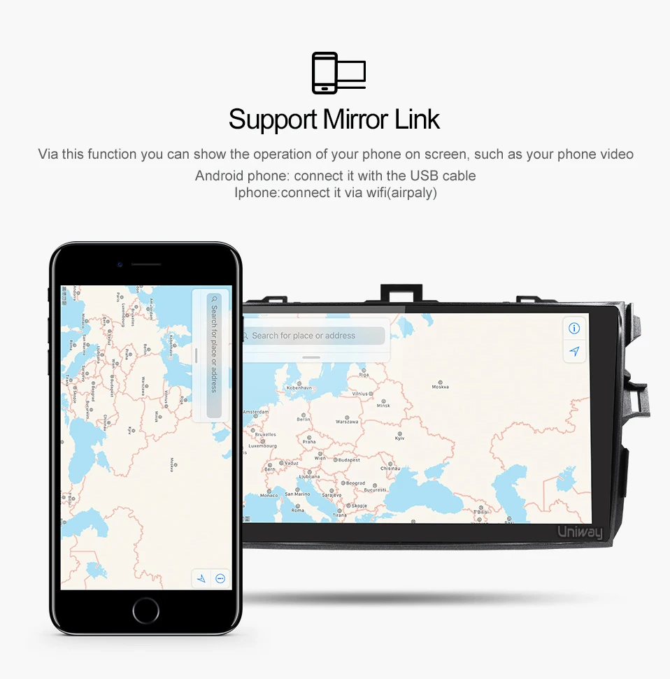 Cheap AKLL9071 uniway android 8.1 car dvd for toyota corolla 2008 2007 2009 2010 2011 2012 car radio gps player headunit navigation 11