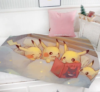 

Oct. Home Textile Mini Single-layer Flannel Fabric Baby Blanket Pokemon Anime Pikachu 95 x 55 CM Mother's Day Gift #41378
