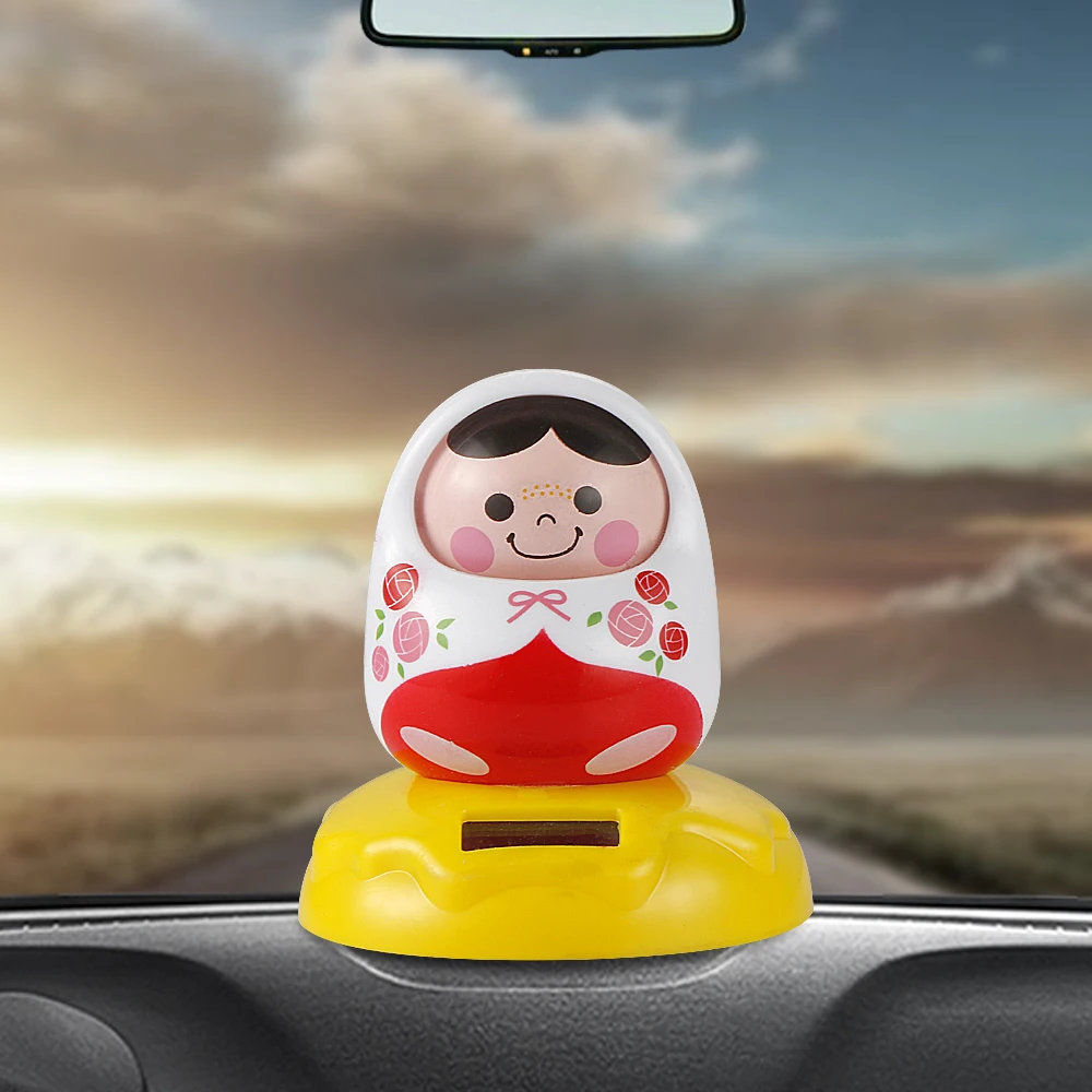 

Car Ornament ABS Matryoshka Doll Style Solar Nodding Decoration Kids Toys Cute Automobiles Interior Decor Accessories Gifts